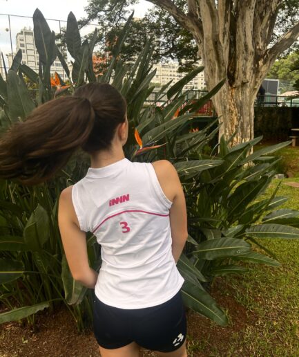 Camiseta Feminina Regata Ziper Branca